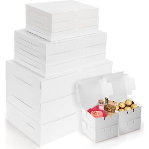 Belle Vous 13Pak Witte Hobby Kado Dozen 4 Geassorteerde Maten - Makkelijk in Elkaar te Zetten Presentaties Geschenk Presentjes Doos met Deksel - Feestjes, Verjaardagen, Huwelijken, Vakanties