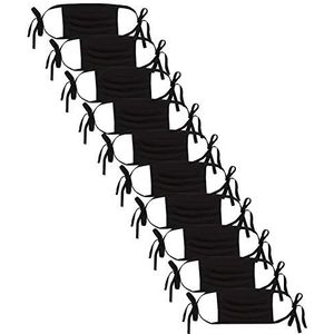 Oscar Apparels Herbruikbaar verstelbaar gezichtsmasker, 100% BCI-katoen, volwassenen, 10 stuks, Zwart, 1 count (Pack of 10)