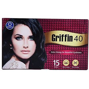 Griffin 40 Wenkbrauw katoen draaddraden | Antiseptische gezichtshaar remover | gezichtshaar verwijderen | antiseptische gezichts- en lichaamshaar verwijderende draad (pak van 15 - volledige doos)