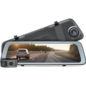 Road Angel Halo View, 2K 1440p dubbele spiegel dashcamera, 1080p achteruitrijcamera, 10 inch touchscreen, dubbele video-opname, nachtzicht, geïntegreerde wifi, echte parkeermodus, zwart