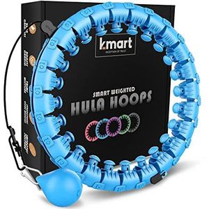 K-MART Smart Hula Rings hoepels, gewogen Hula Circle 24 afneembare fitnessring met 360 graden auto-spinning bal gymnastiek, massage, volwassen fitness voor gewichtsverlies (blauw)
