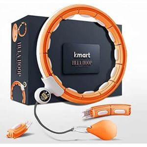 K-MART Hula Ring Hoops, afneembare fitnessring hoelahoep met 360 graden automatische draaiende massagebal, gymnastiek, fitness voor volwassenen voor gewichtsverlies (oranje)