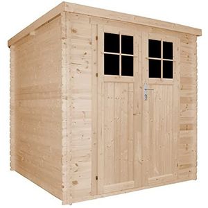 TIMBELA M309F + M309G Houten tuinhuis met bewerkte vloer, afsluitbare deur, hoogwaardige kwaliteit, B 204 x L 204 x H 202 cm, 3,53 m², waterdicht dak, vensters