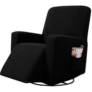 SU SUBRTEX fauteuil stoel Cover Stretch fauteuil Slipcover 1 stuk meubilair Protector antislip (fauteuil zwart)