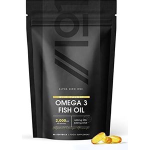 Omega 3 visolie 2000 mg capsules | Wild Caught Marine | 1000mg per capsule 660mg EPA 440mg DHA | Extra sterk voedingssupplement | Halal. 90 softgels (45 dagen levering)