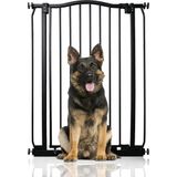 Bettacare Extra Hoog Hondenhek met Gebogen Bovenkant, Traphekje Zonder Boren, Klembevestging Tussen 71cm - 80cm, Mat Zwart, Extra Hoog 100cm, Klemhek Geschikt voor Puppy, Hond en Huisdier