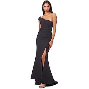 Sheridan One Shoulder Maxi Dress with Thigh High Slit, Black, EU 34