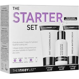 The INKEY List Starter Set, Oat Cleansing Balm, Hyaluronic Acid Serum & Omega Water Cream, Nourishing Skincare Set, Gentle Cleanser, Suitable For All Skin Types