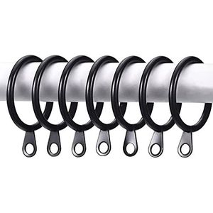 HomeElabador Metalen gordijnhaken Ringen met Grote Oogjes 24-delig, 40 mm binnendiameter, zwart