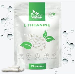 L-Theanine 200mg 180 Capsules | L-Theanine voor Cognitieve Gezondheid | Nootrope Dieetsupplement | 6 Maanden Levering | Gefabriceerd in ISO Gelicentieerde Fabrieken | RAW Powders