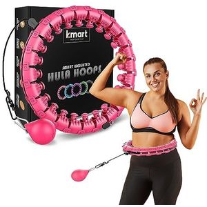 K-MART Smart Hula Ring hoepels, gewogen Hula Circle 24 afneembare fitnessring met 360 graden auto-spinning bal gymnastiek, massage, volwassen fitness voor gewichtsverlies (roze)