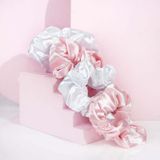 Brushworks Satin Scrunchies Pink & White Haarelastiekjes