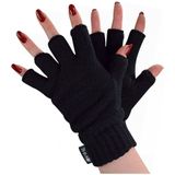 THMO Womens winddichte Thinsulate vingerloze handschoenen thermische fleece gevoerd, Zwart, Eén Maat