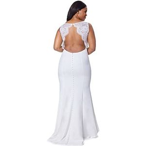 Cecelia Fishtail Maxi Dress with Lace Button Back Detail, Ivory, EU 40