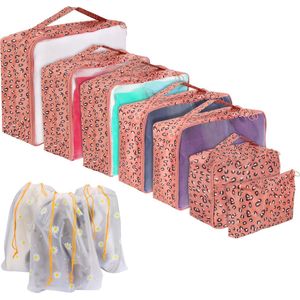 Belle Vous Pakket van 10 Roze Verpakking Kubussen/Zakken voor Reizen - Organizer Zakken Set voor Koffers/Bagage Verpakking - Compressie Opslag Zakken voor Kleding, Toiletspullen & Reis Essentials