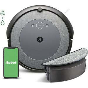 iRobot Roomba Combo i5 (i5172) 2-in-1 robotstofzuiger en wasmachine, verbonden met wifi, 2 rubberen borstels, cartografie, onthoudt en past thuis - compatibel met spraakassistenten