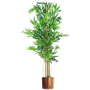 Leaf Design UK Kunstmatige Bamboe Planten/Bomen, Hout, Natuurlijke Groene Koper Planter, 120cm