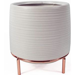 Leaf Keramische Plantenbakken, Wit Gouden Standaard, 18cm