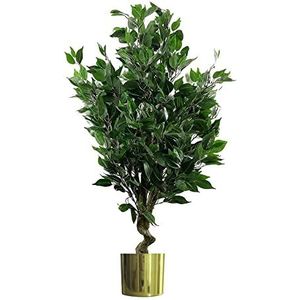 Leaf Ficus Plant Realistische Planter, Gemengde Materialen, 110cm Evergreen Goud