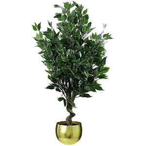 Leaf Ficus Plant Realistische Planter, Gemengde Materialen, 110cm Evergreen Gold Curve