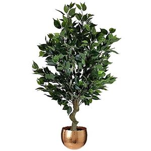 Leaf Ingemaakte kunstmatige boom, gemengde materialen, 100cm Bush Ficus koperen curve