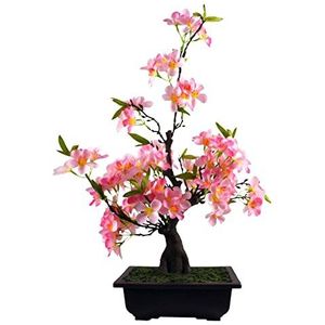 Leaf Kunstboom, gemengde materialen, bonsai, roze bloem, 60 cm