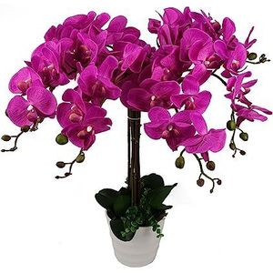 Leaf Design UK Realistische kunstmatige orchidee in pot, 85 cm, donkerroze