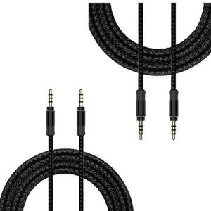 Tec-Digi 2 x 3,5 mm jack op stekker, verguld, van katoen, voor autoradio's, smartphones, luidsprekers, hoofdtelefoon (1,5 m), zwart