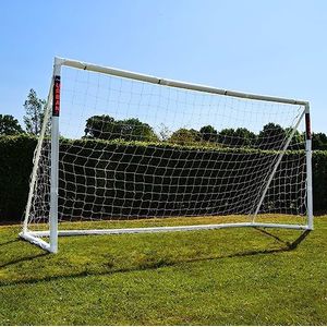 Amazon Exclusive Football Flick Goal - All weather - 70mm Extra dik uPVC - voetbaldoel voor tuinen, geïntegreerd sluitsysteem (6x4, 8x4, 8x6, 12x6), wit