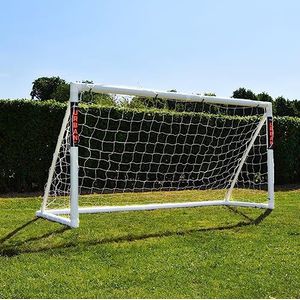 Amazon Exclusive Football Flick Goal voetbaldoel voor de tuin, met geïntegreerd vergrendelingssysteem, 70 mm dik (6 x 4, 8 x 4, 8 x 4, 8 x 6, 12 x 6), wit