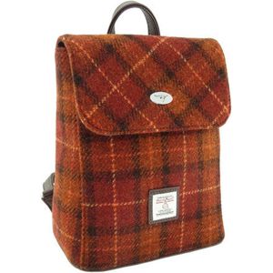 Rugzak Tummel Bruin met Oranje - Mini - 26x21x12 - Harris Tweed - Glen Appin of Scotland