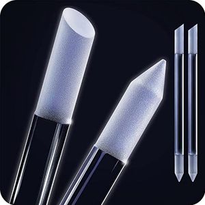 2 stuks glazen nagelriem Pusher nagelvijl set - manicure stok, professionele precisie vijlen nagelriem verwijderaar, schurend oppervlak slijt nooit uit, echte Tsjechische kwaliteit (glazen nagelriemduw- 2 stuks)