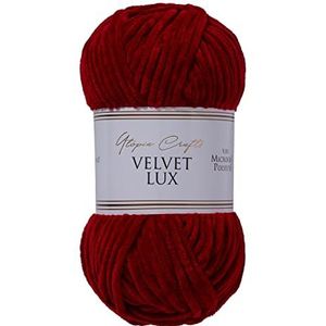Utopia Crafts Velvet Lux Chenille Superzachte dikke wollen bol voor breien en haken, 100 g, 110 m (donkerrood)