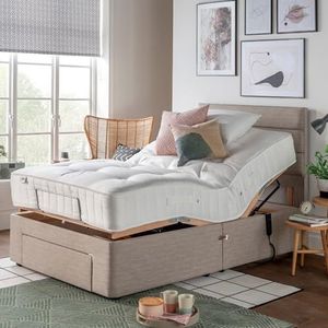 HomeSaint Elektrisch verstelbaar bed met hoofdeinde en zijaanlegbare eenpersoons- en tweepersoonsbedden, premium geheugenschuim, 25 jaar garantie (chocoladebedel, 4FT kleine tweepersoonsbed)