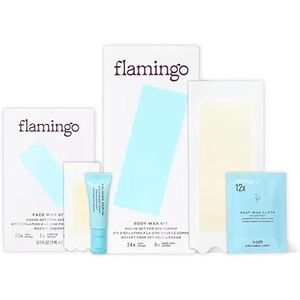 Flamingo Hoofd naar teen waskit - Waxkit voor vrouwen met 24 lichaamswasstrips, 20 gezichtswasstrips, 12 nazorgdoekjes en 1 huidverzachtend serum.