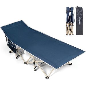 OVERMONT Campingbed, opvouwbaar, oversized, voor volwassenen, campingbed, 190 x 71 x 36 cm, belastbaar tot 250 kg, 2400D Oxford-stof, met zijvak, draagtas voor reizen, tuin,