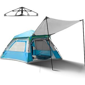 Overmont Instant pop-up tent met zeildoek, lichtgewicht backpacktent voor 3-5 personen, voor 4 seizoenen kamperen, 3000 mm waterdichtheid, UV-bescherming met draagtas, ideaal voor familie buiten