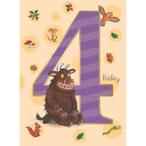Leeftijd 4 Verjaardagskaart, De Gruffalo Age 4 Verjaardagskaart, Verjaardagskaart voor Leeftijd 4 De Gruffalo, 4e Verjaardagskaart