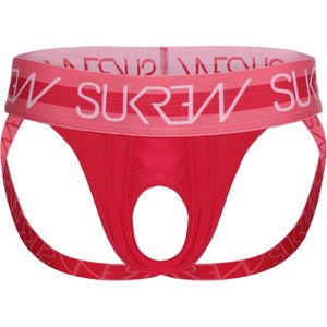 Sukrew U-Style Jockstrap Deep Coral - Maat XS - Sexy Heren Ondergoed - Jockstrap met open voorkant