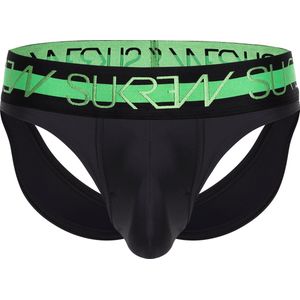 Sukrew V-Thong Zwart - Maat XS - Herenstring - String Jockstrap Combinatie - Mannen Ondergoed