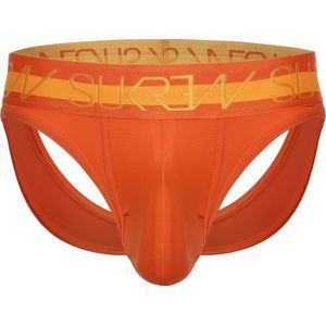 Sukrew V-Thong Jaffle Oranje - Maat S - Herenstring - String Jockstrap Combinatie - Mannen Ondergoed