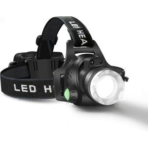 Hikemeister ®Hoofdlamp LED oplaadbaar - Hoofdlamp- Accu - 1000 lumen - 500 meter bereik - Verstelbaar