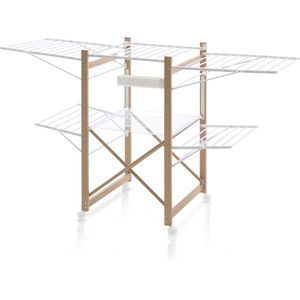 Meisterhome® - Wit - Groot Droogrek - Droogtoren - op wieltjes - inklapbaar – 30 meter droog lengte – Extra stevig en licht – Wasrek – Tot 25 kg wasgoed