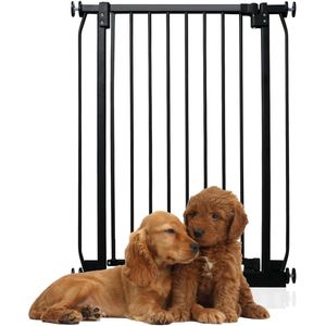 Bettacare Elite Extra hoog hondenhek, 71 cm - 80 cm, mat zwart, extra hoog 100 cm hoog, barrière voor honden en puppy's, eenvoudige installatie