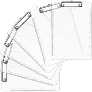 Belle Vous 6 Pack of Clear Plastic Clipboards - 22.5 x 32.3cm / 8.85 x 12.7 Inches - Strong & Durable A4 Size Writing Clipboard with Low Profile Clip - Document, Letter & Memo Holder for Home & Office