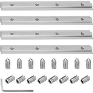 Belle Vous 4 Pack of 2020 Series Straight Line Track Connectors with Screws - 100mm Aluminium Extrusion Profile Joint Inside Connectors - Compatible with T-Slot Flat Plate Bracket - With M6 Screws