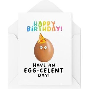 Grappige verjaardagskaarten - Happy Birthday Have an Egg Celent Day - Grappige Kaarten - Verjaardagskaarten voor vrienden en familie - CBH1884