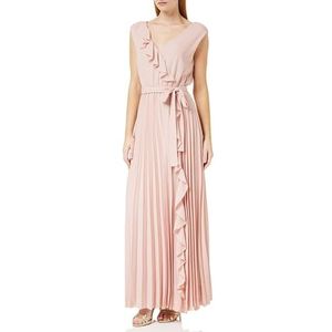 Gina Bacconi Maxi-jurk met ruches detail en plooirok, Blush, M, Blozen, M