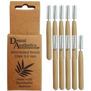 Bamboe interdentale borstels ~ bamboe handvat, milieuvriendelijk, 10 Pack (0,8 mm)