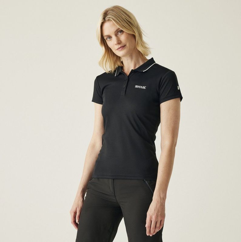 Regatta - Maverick V - Poloshirt - Zwart - Sneldrogende Piquéstof - UV-bescherming UPF 30+